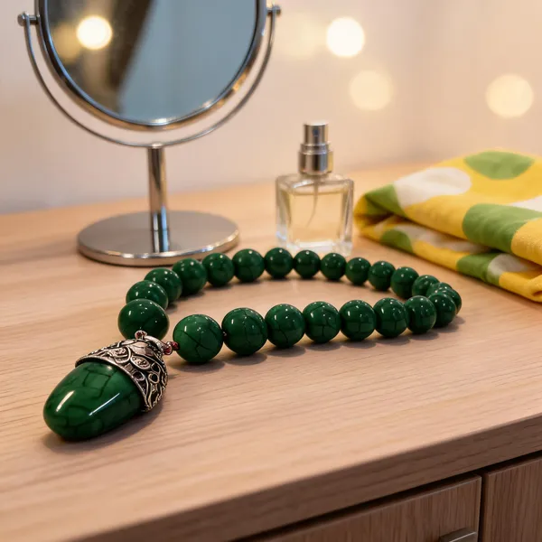 Green_Beaded_Pendant_Necklace_For_Women