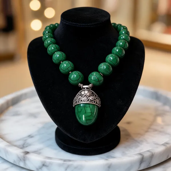 Green_Beaded_Pendant_Necklace_For_Women