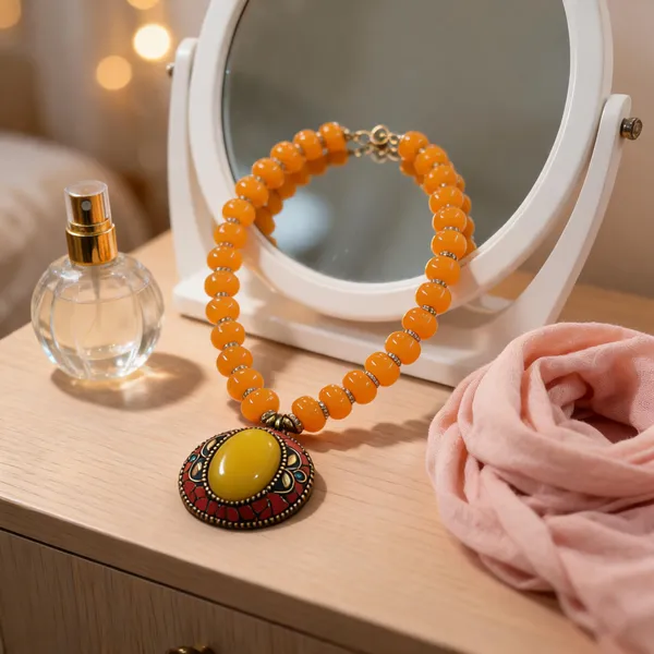 Orange_Resin_Beaded_Statement_Necklace_For_Women