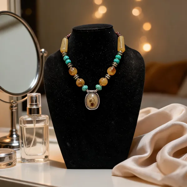 Multicolour_Beaded_Pendant_Necklace_For_Women