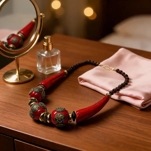 Red_Resin_Wood_Beaded_Statement_Necklace_For_Women