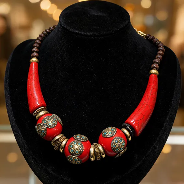 Red_Resin_Wood_Beaded_Statement_Necklace_For_Women