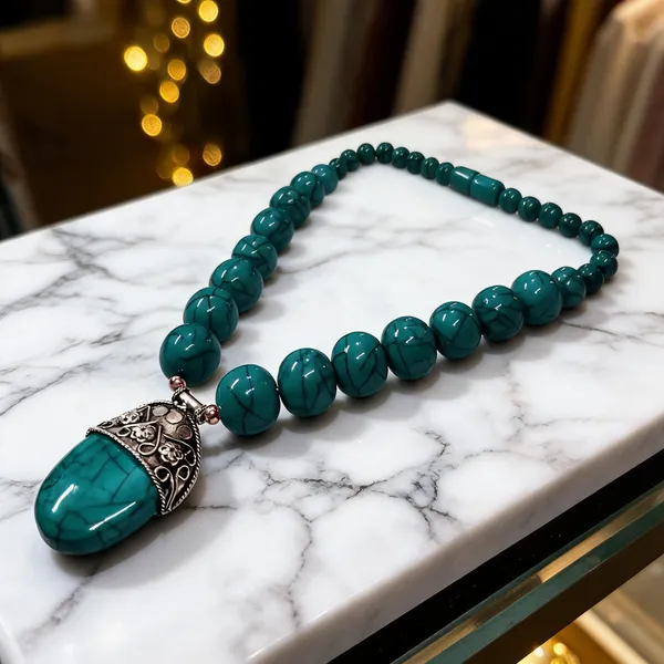 Teal_Beaded_Pendant_Necklace_For_Women