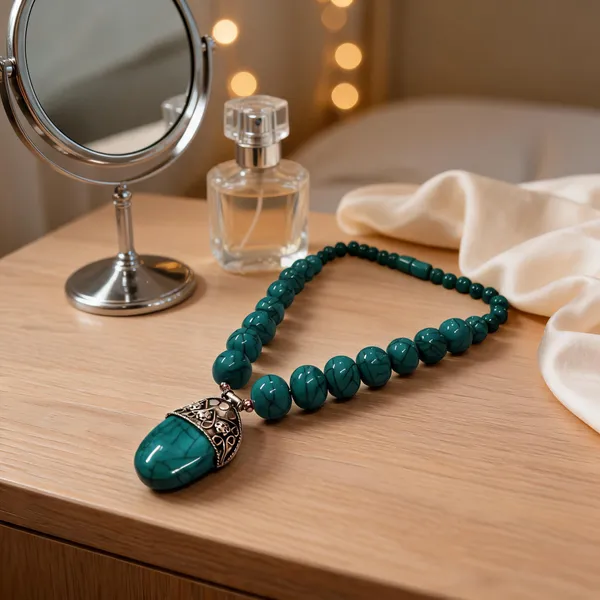 Teal_Beaded_Pendant_Necklace_For_Women