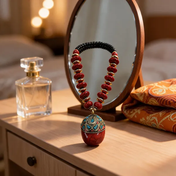 Red_Beaded_Layered_Statement_Necklace_For_Women