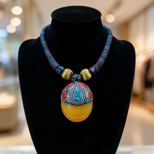 Multicolour_Beaded_Cord_Statement_Necklace_For_Women