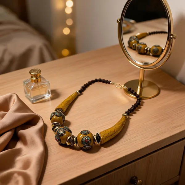 Mustard_Resin_Beaded_Statement_Necklace_For_Women