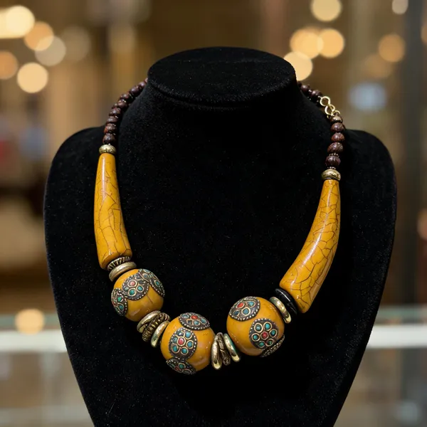 Mustard_Resin_Beaded_Statement_Necklace_For_Women
