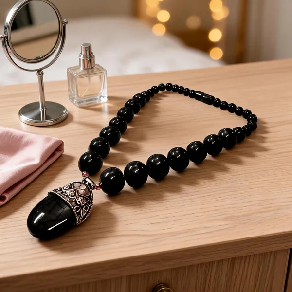 Black_Resin_Wood_Beaded_Pendant_Necklace_For_Women