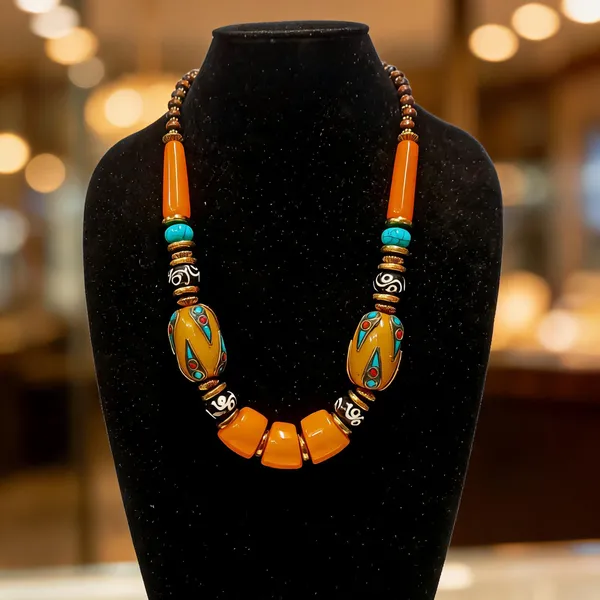 Orange_Resin_Stone_Beaded_Statement_Necklace_For_Women