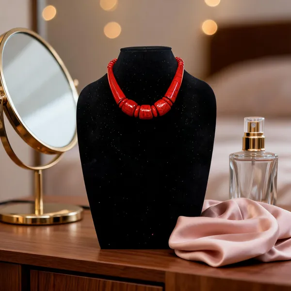 Red_Resin_Beaded_Statement_Necklace_For_Women