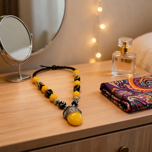 Yellow_Resin_Beaded_Statement_Necklace_For_Women