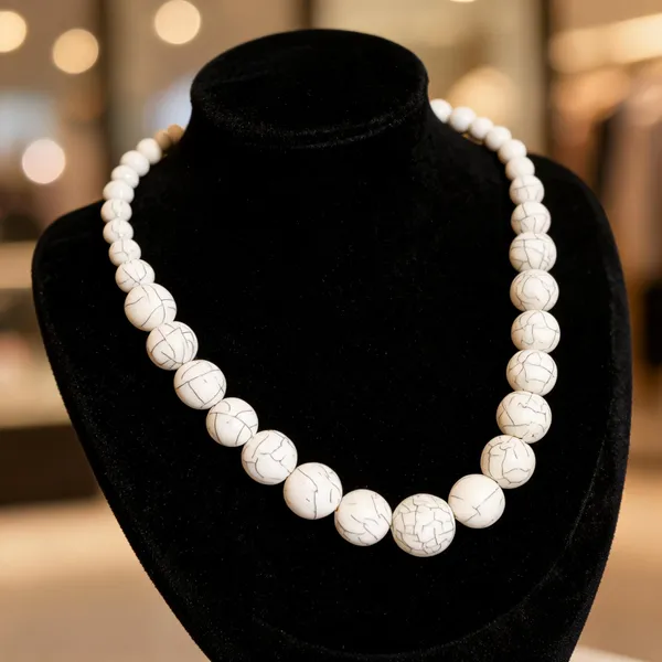 White_Beaded_Statement_Necklace_For_Women