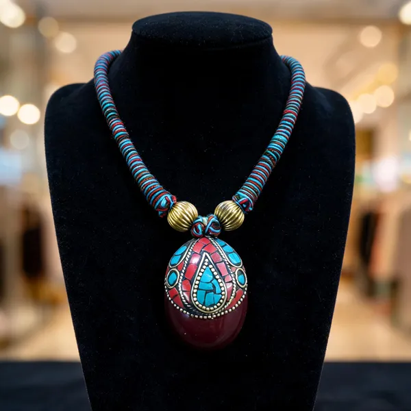 Multicolour_Resin_Wood_Beaded_Pendant_Necklace_For_Women