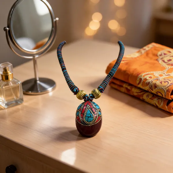 Multicolour_Resin_Wood_Beaded_Pendant_Necklace_For_Women