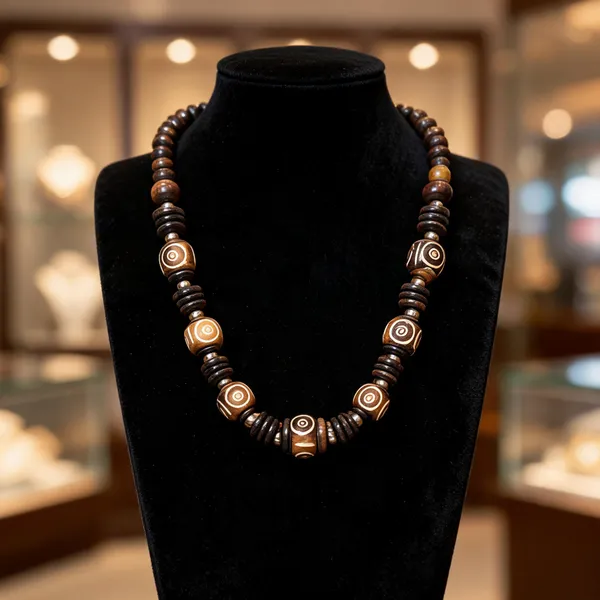 Black_Wood_Resin_Metal_Beaded_Necklace_For_Women
