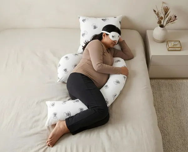 J_Shape_Pregnancy_Pillow_With_Cover_And_Eye_Mask