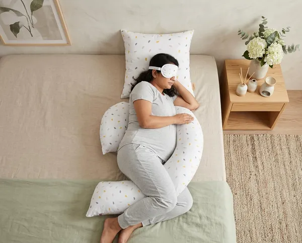 J_Shape_Pregnancy_Pillow_With_Cover_And_Eye_Mask