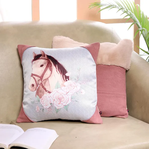 Horse_Design_Satin_Faux_Suede_Fur_Cushion_Cover