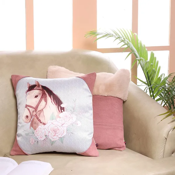 Horse_Design_Satin_Faux_Suede_Fur_Cushion_Cover