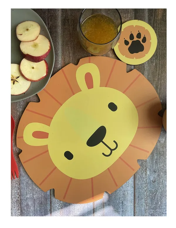 Lion_Design_Kids_Dining_Table_Placemat_With_Coasters