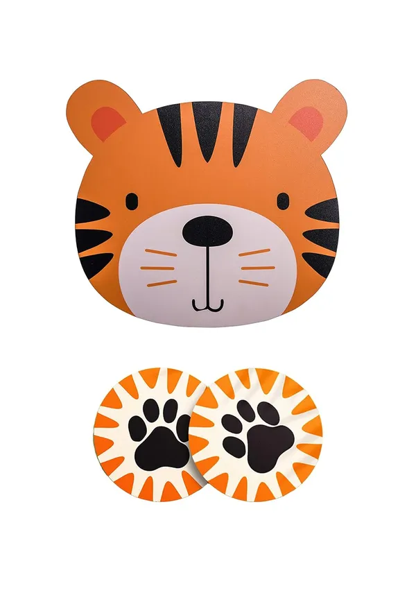 Kids_Tiger_Design_Mdf_Wood_Placemat_With_Coasters