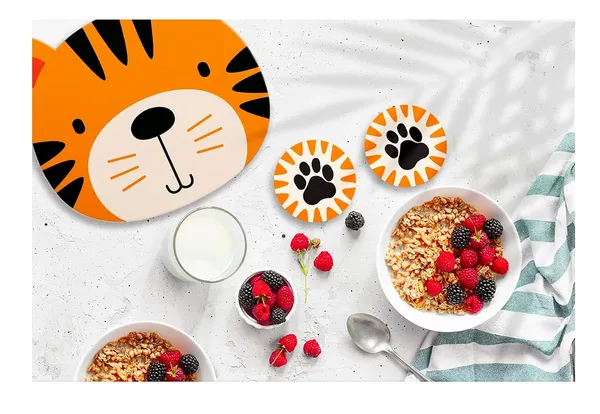 Kids_Tiger_Design_Mdf_Wood_Placemat_With_Coasters