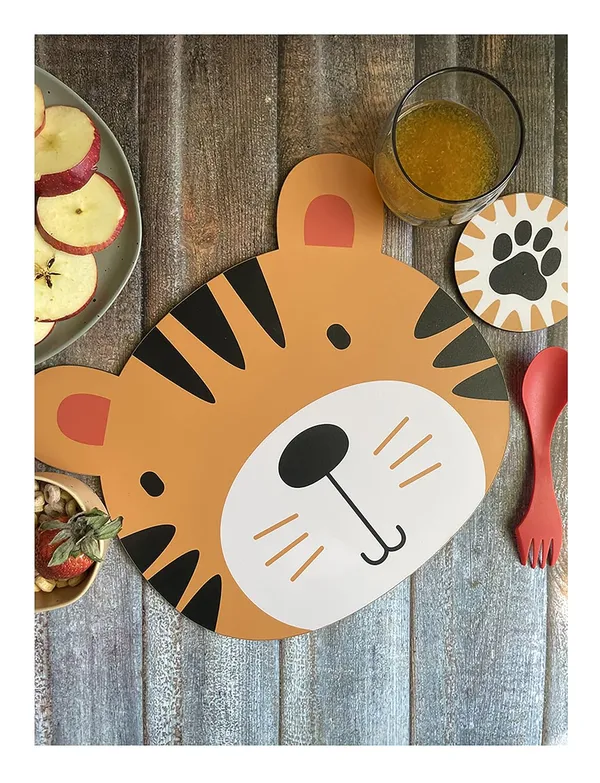 Kids_Tiger_Design_Mdf_Wood_Placemat_With_Coasters
