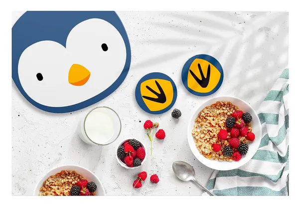 Kids_Penguin_Design_Mdf_Placemat_With_Coasters