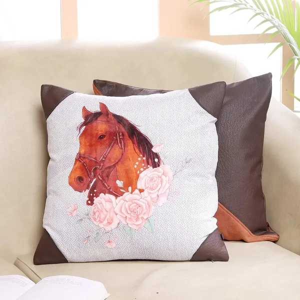 Horse_Design_Velvet_Faux_Leather_Cushion_Cover