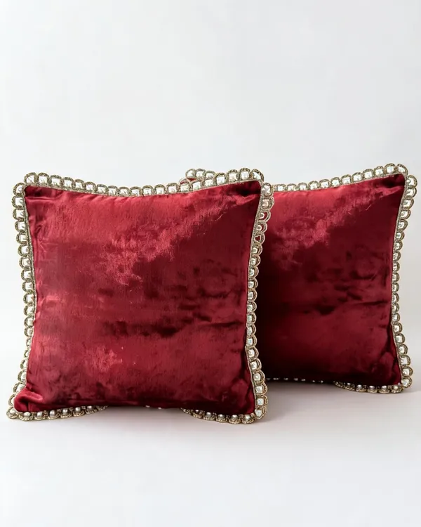 Velvet_Chenille_Cushion_Cover_With_Trim_-_16X16_Inch_(Pack_Of_2)