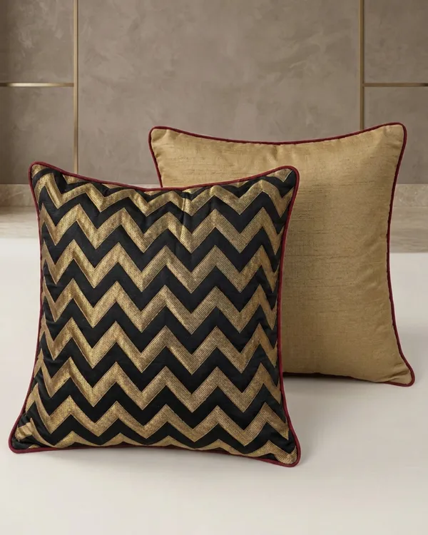 Midnight_Chevron_Brocade_Quilted_Rectangle_Cushion_Cover_-_16X16_Inch_(Pack_Of_2)
