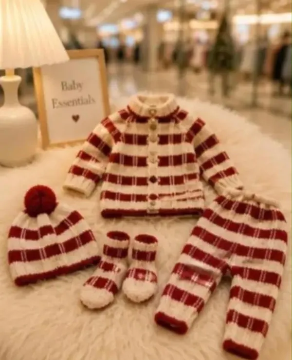 Red_And_White_Wool_Knitted_Winterwear_Set_For_Baby
