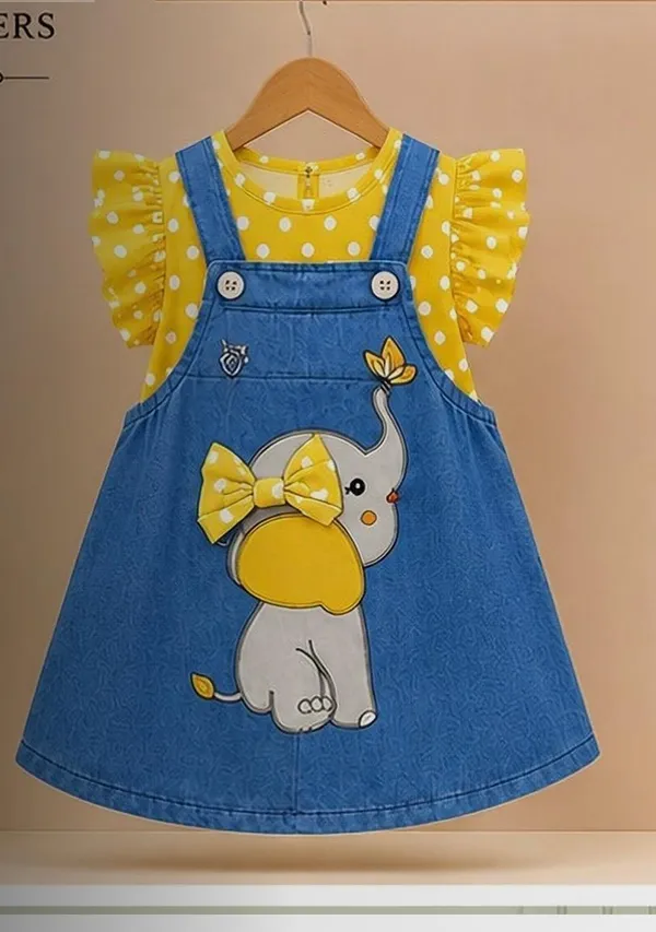 Yellow_Denim_Pinafore_Style_Dress_For_Baby_Girls