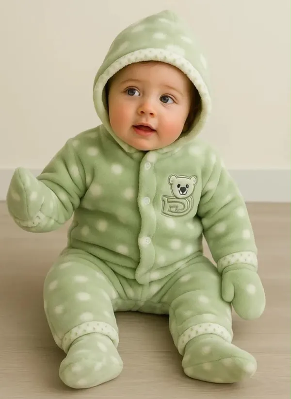 Green_Polka_Dot_Hooded_Romper_for_Baby