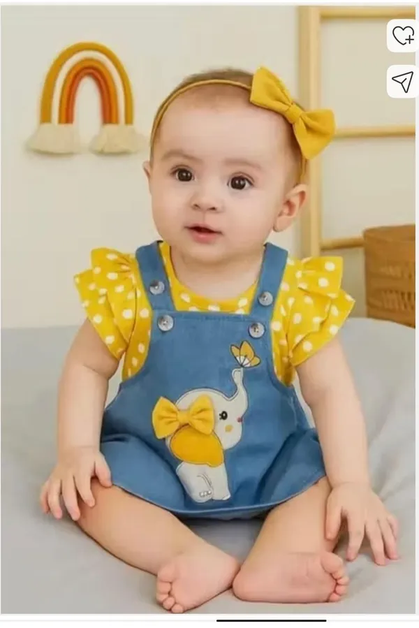 Yellow_Denim_Pinafore_Style_Dress_For_Baby_Girls