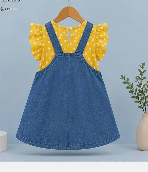 Yellow_Denim_Pinafore_Style_Dress_For_Baby_Girls