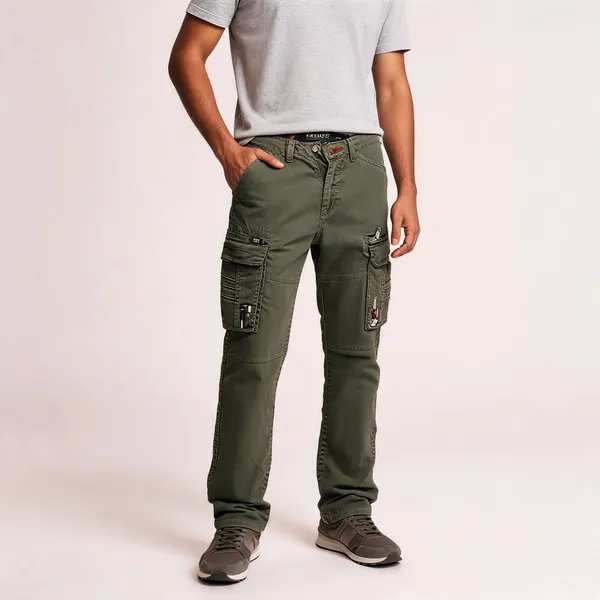 Olive_Twill_Cargo_Pants_For_Men