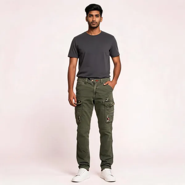 Olive_Twill_Cargo_Pants_For_Men