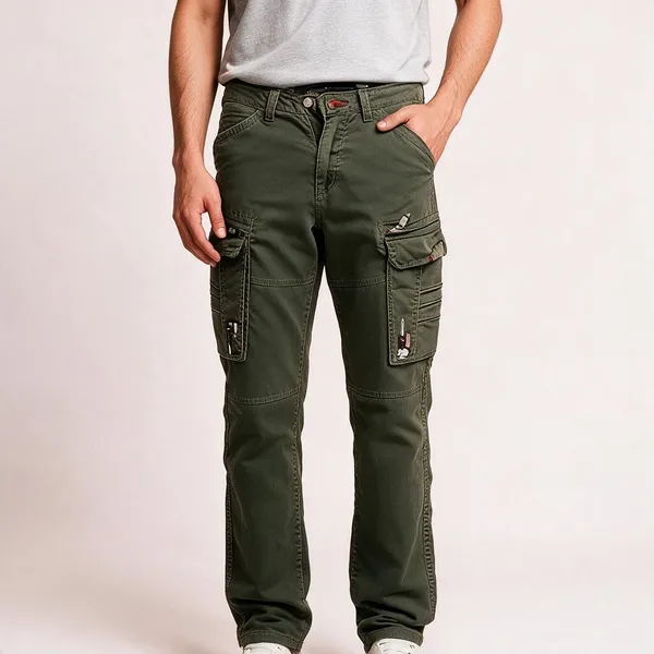 Olive_Twill_Cotton_Regular_Fit_Cargo_Pants_For_Men