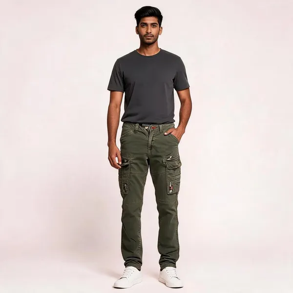 Olive_Twill_Cotton_Regular_Fit_Cargo_Pants_For_Men
