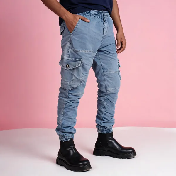 Light_Blue_Cargo_Jogger_Pants_For_Men