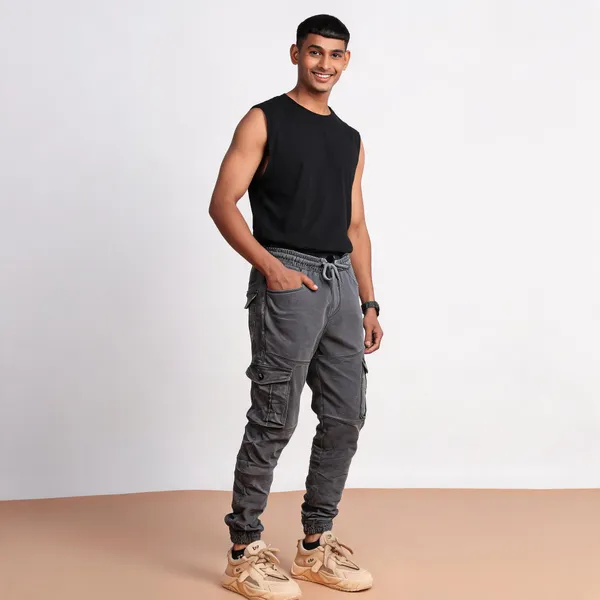 Grey_Utility_Fit_Cargo_Joggers_For_Men