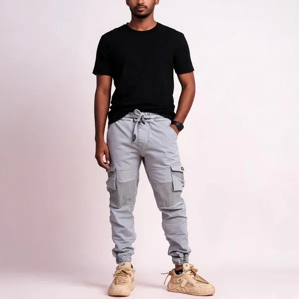Grey_Utility_Fit_Cargo_Pants_For_Men