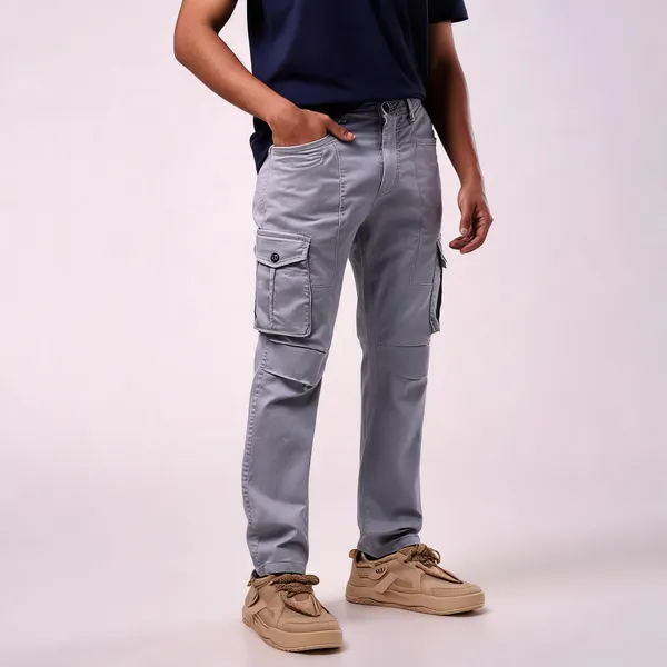 Grey_Cargo_Fit_Pants_For_Men