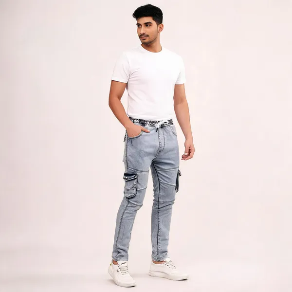 Light_Blue_Denim_Slim_Fit_Cargo_Jogger_Jeans_For_Men