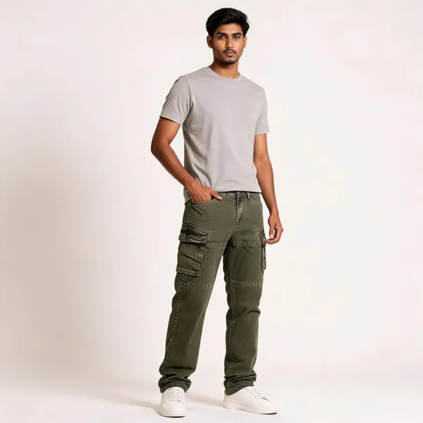Olive_Twill_Cargo_Pants_For_Men