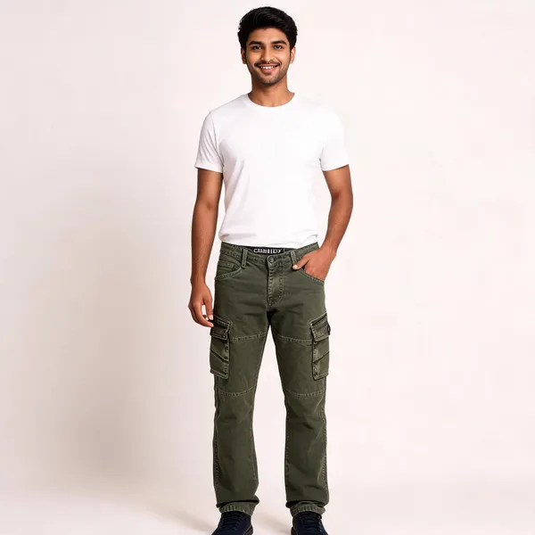 Olive_Twill_Cargo_Pants_For_Men