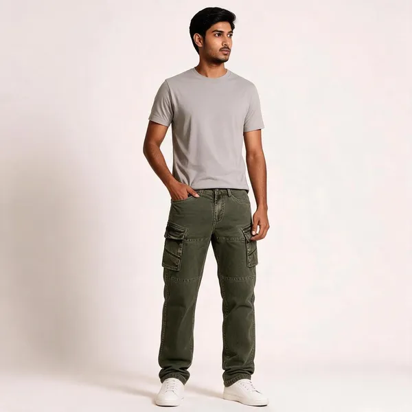 Olive_Twill_Zip_Cargo_Pants_For_Men