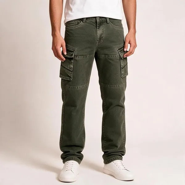 Olive_Twill_Zip_Cargo_Pants_For_Men